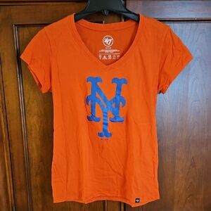 47 Brand Orange Tee with Blue Logo